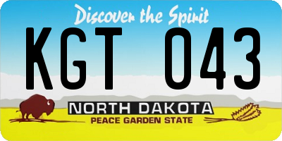 ND license plate KGT043