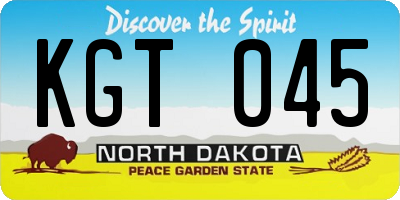 ND license plate KGT045