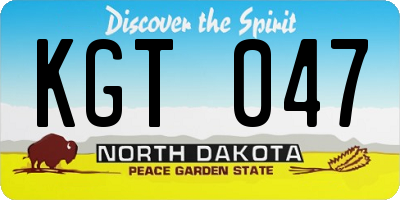 ND license plate KGT047