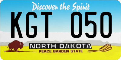 ND license plate KGT050