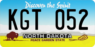ND license plate KGT052