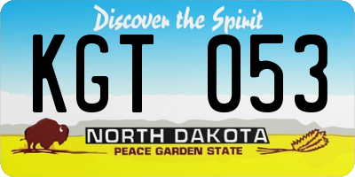 ND license plate KGT053