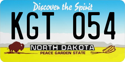 ND license plate KGT054