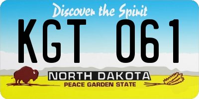 ND license plate KGT061