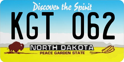ND license plate KGT062