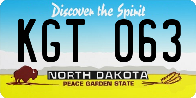 ND license plate KGT063