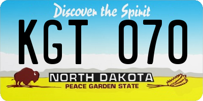 ND license plate KGT070