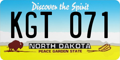 ND license plate KGT071