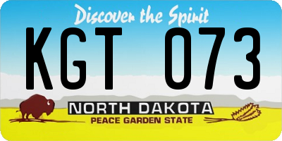 ND license plate KGT073