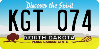 ND license plate KGT074
