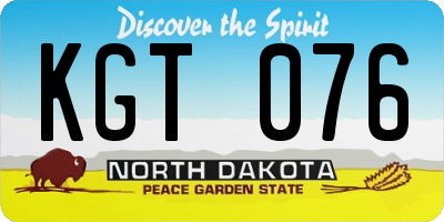 ND license plate KGT076