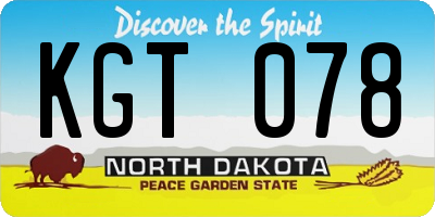 ND license plate KGT078