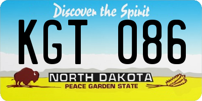 ND license plate KGT086
