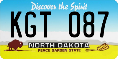 ND license plate KGT087