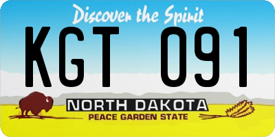 ND license plate KGT091