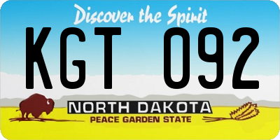 ND license plate KGT092