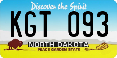 ND license plate KGT093