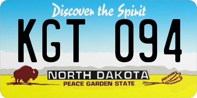 ND license plate KGT094