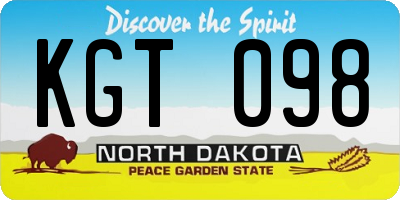ND license plate KGT098