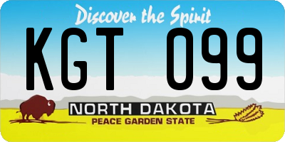 ND license plate KGT099