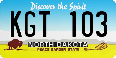 ND license plate KGT103