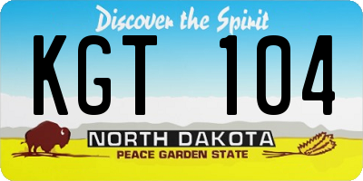 ND license plate KGT104