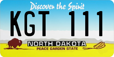 ND license plate KGT111