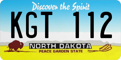ND license plate KGT112