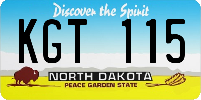 ND license plate KGT115