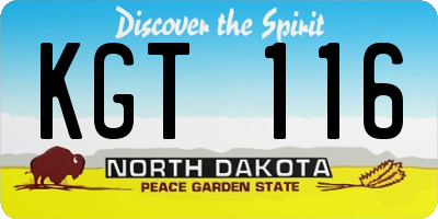 ND license plate KGT116