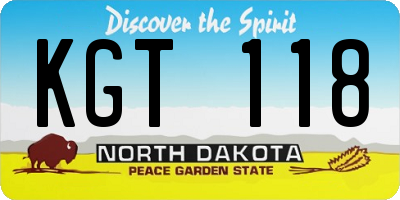 ND license plate KGT118
