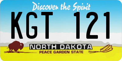ND license plate KGT121