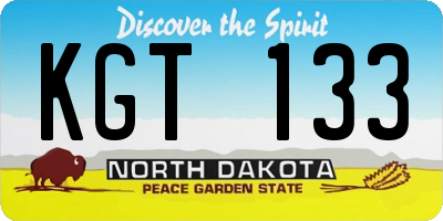 ND license plate KGT133