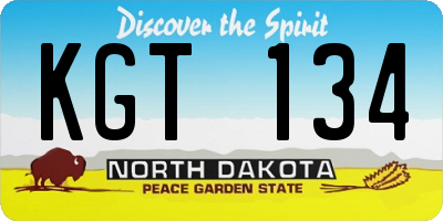 ND license plate KGT134
