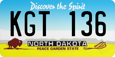 ND license plate KGT136