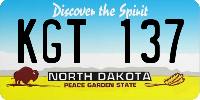 ND license plate KGT137