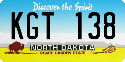 ND license plate KGT138