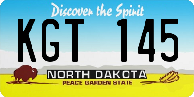 ND license plate KGT145