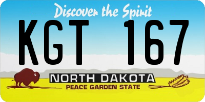 ND license plate KGT167