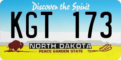 ND license plate KGT173