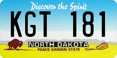 ND license plate KGT181