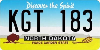 ND license plate KGT183