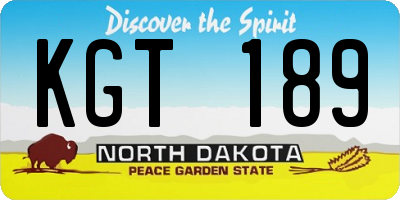 ND license plate KGT189