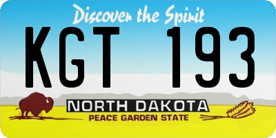 ND license plate KGT193