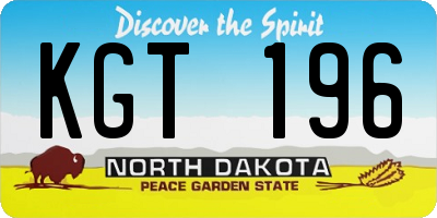 ND license plate KGT196