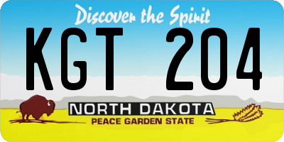 ND license plate KGT204