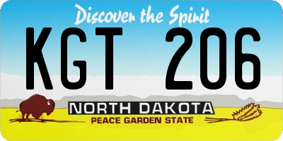ND license plate KGT206