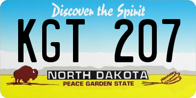 ND license plate KGT207