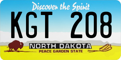 ND license plate KGT208