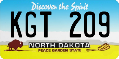 ND license plate KGT209